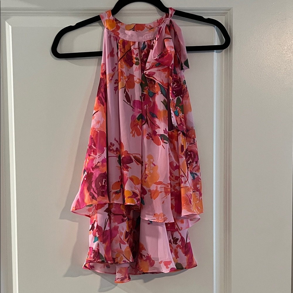 CeCe Pink and Orange Floral Top